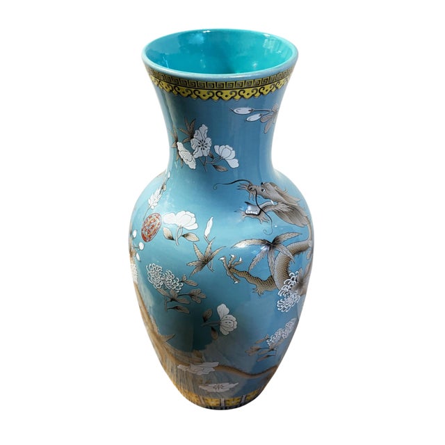 Ceramic Chinoiserie Famille Rose Style Porcelain Dragon Vase 17" H For Sale - Image 7 of 13