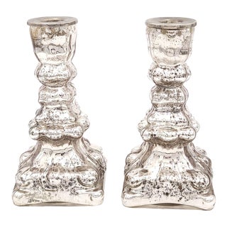 Pair of Mercury Glass Candlesticks, France Circa 1870 For Sale