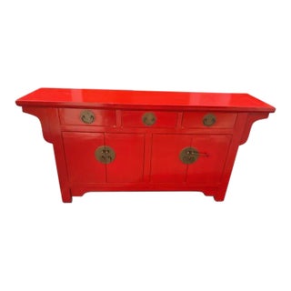 1970s Asian Red Server Sideboard For Sale