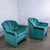 1980’s Art Deco Revival Hollywood Regency Channeled Fan Back Club Chairs W/Teal Chenille Fabric by Perfection Furniture, a Pair For Sale - Image 9 of 18