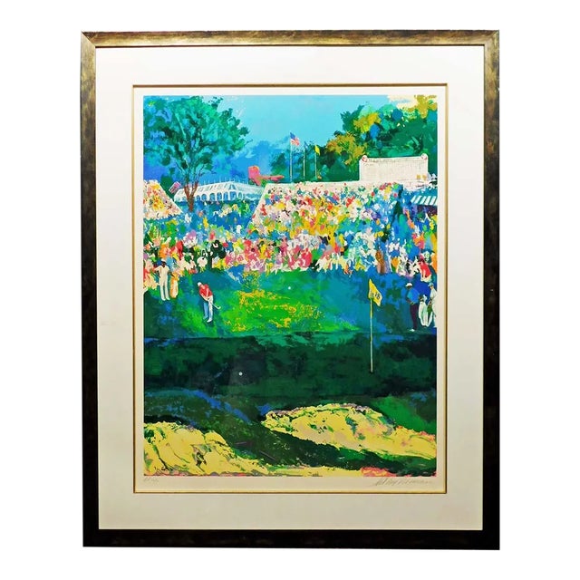 LeRoy Neiman Bethpage Black Course Hand Signed on Paper Custom Frame For Sale