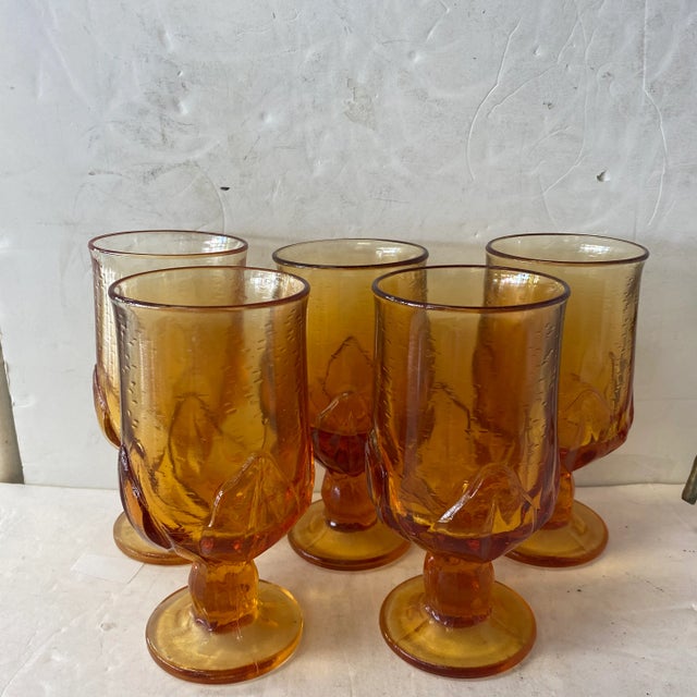 Glass 1970s Tiffin Franciscan Gold Goblets- Set of 5 For Sale - Image 7 of 7