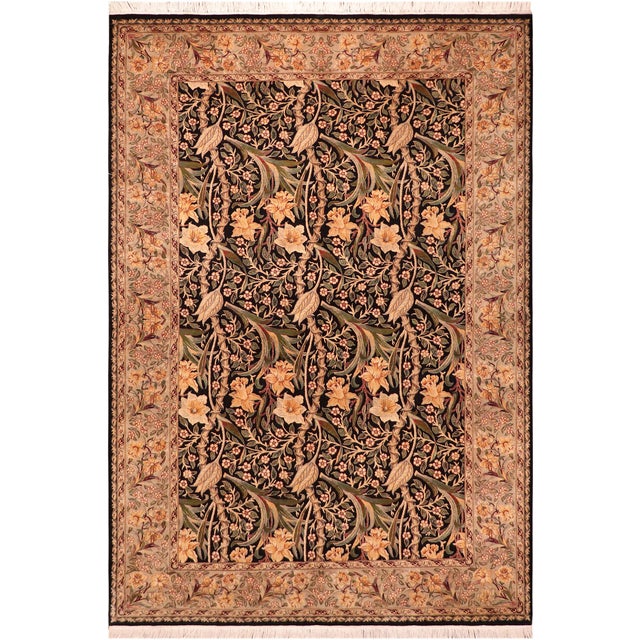 Shabby Chic 1990's Pak-Persian Black/Taupe Wool Rug - 6'1'' X 9'1'' For Sale - Image 9 of 9