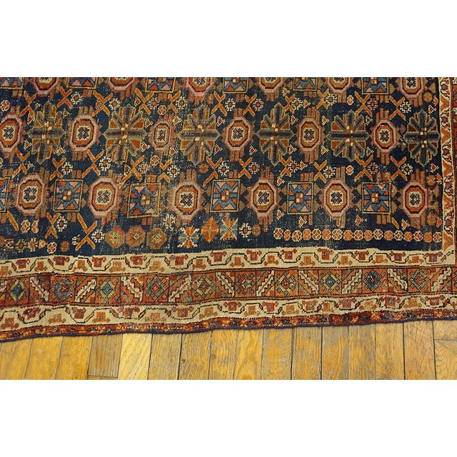 Late 19th Century 1890s Blue Navy Geometric Rustic Antique Persian Afshar Carpet 4'6" X 6' Knotted Wool Rug For Sale - Image 5 of 6
