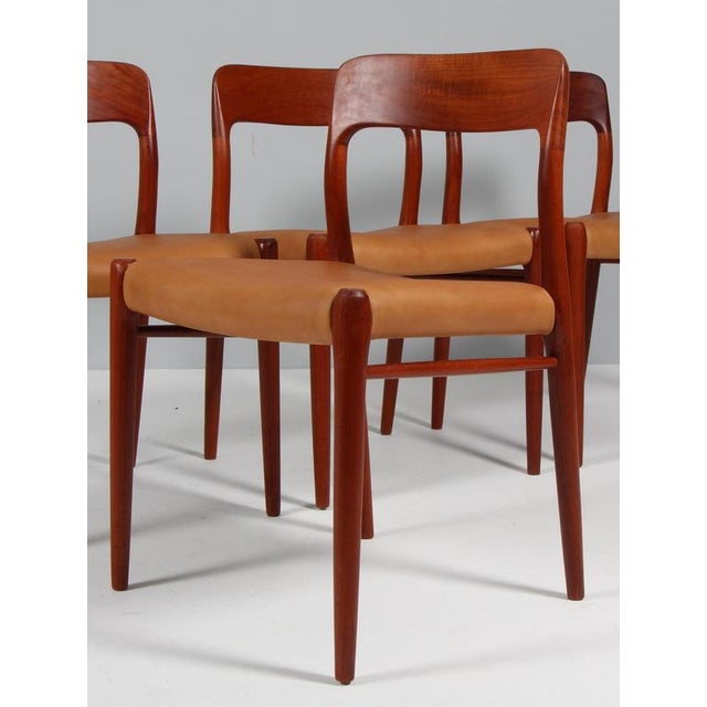 1960s Dining Chairs in Teak and Full Grain Leather by N. O. Møller for J. L. Møllers, 1960s, Set of 4 For Sale - Image 5 of 10