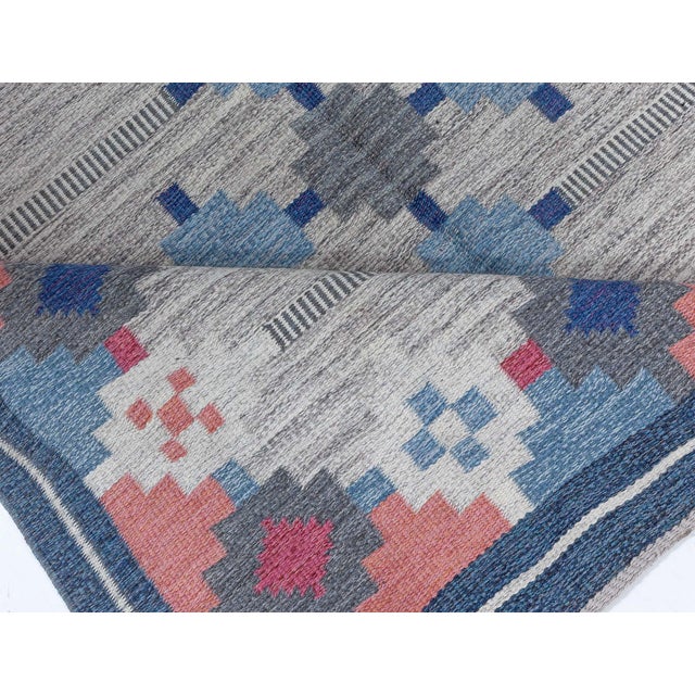 Textile Scandinavian Mid-Century Slate Gray Flatweave Rug By Ulla Parkdal For Sale - Image 7 of 8