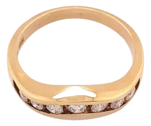 14 Karat Yellow Gold Freestyle Ring Bridal Wedding Band 7 Diamonds 0.50 TDW, Size 6