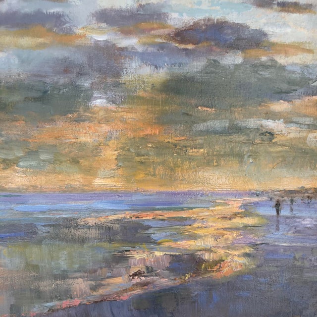 Contemporary “Fiery Sunset” Original Oil Painting Contemporary Seascape For Sale - Image 3 of 6