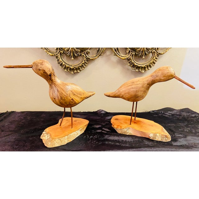 George Nakashima Hand Carved Wood Birds on Wooden Bases - a Pair For Sale - Image 4 of 13