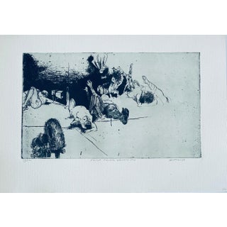 Robert A. Birmelin, Fallen Figures. Standing Dog, American Modernist Abstract Etching For Sale