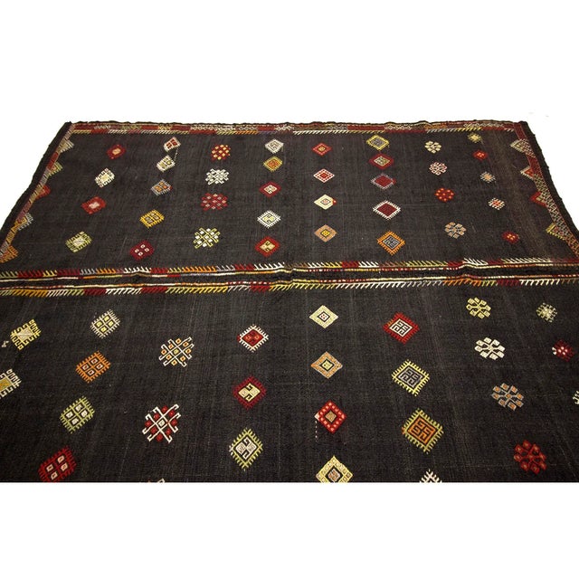 Contemporary Embroidered Vintage Goat Hair Kilim Rug- 6′8″ × 8′2″ For Sale - Image 3 of 7