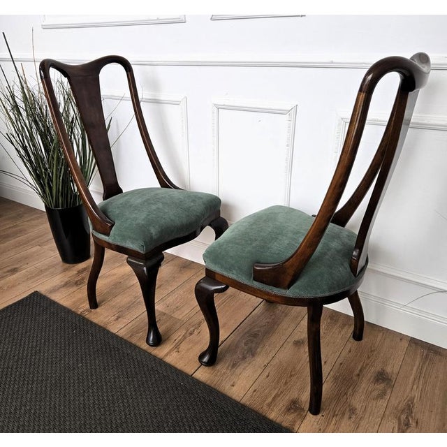 1950s Mid-Century Modern Italian Upholstered Walnut Dining Chairs, 1950s, Set of 6 For Sale - Image 5 of 11