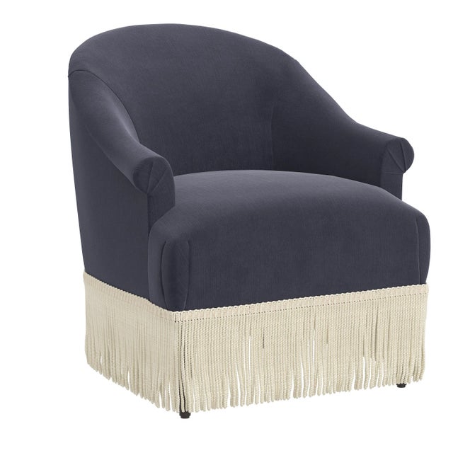 Navy Blue Fringe Chair in Titan Ocean For Sale - Image 8 of 9
