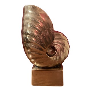 Vintage Signed Brass Nautilus Shell Sculpture For Sale