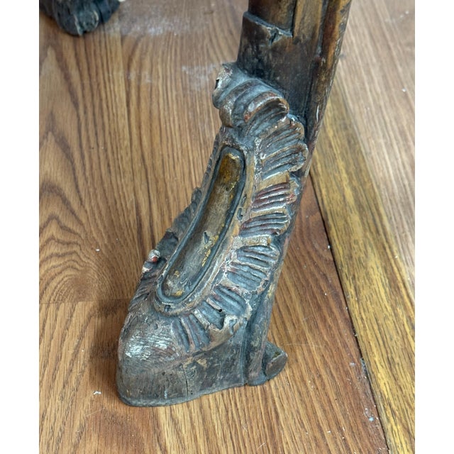 Wood Italian Baroque Carved Wood Console Siena Marble Top Encrusted Nautilus Fossils For Sale - Image 7 of 12
