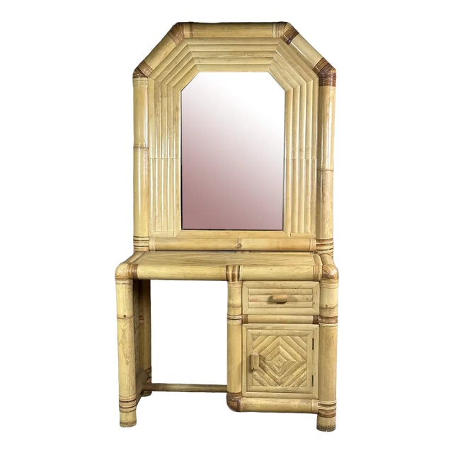 Vintage Bamboo Dressing Table, 1970s For Sale