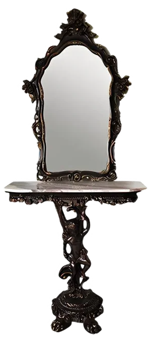 Console and Mirror Set, 1980s, Set of 2