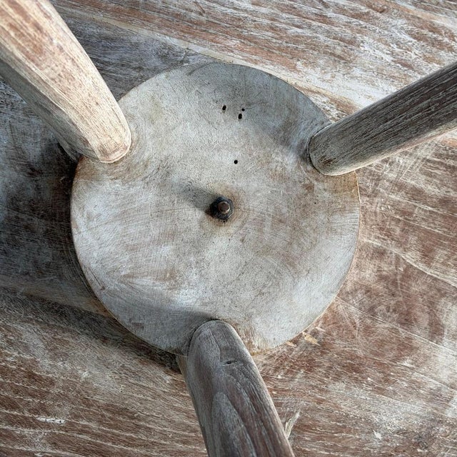French Bleached Oak Side Table with Glass Top and Brass Detail, 1940s For Sale - Image 15 of 18
