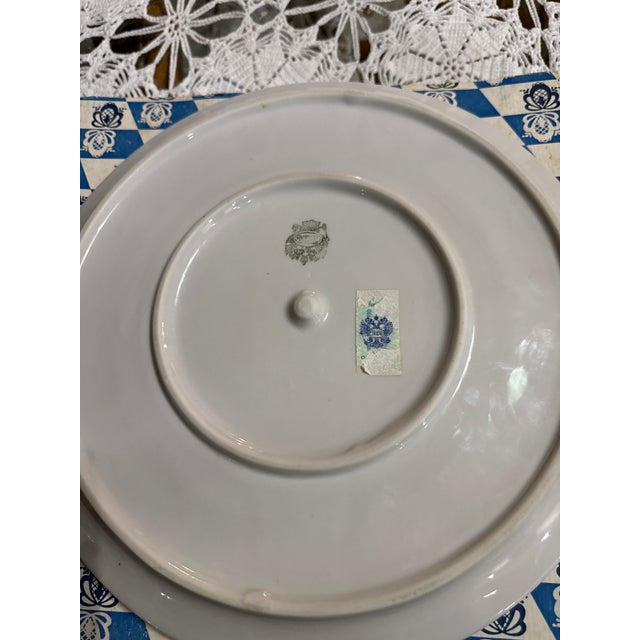 Blue 1970s Beautiful Vintage Gzhel Hand Painted Oyster or Deviled Egg Plate For Sale - Image 8 of 11