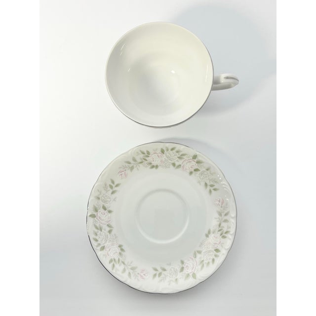 Sheffield 1980s Sheffield “Classic, 501” Set of 7 Bone China Teacups & Saucers- 14 pcs For Sale - Image 4 of 6