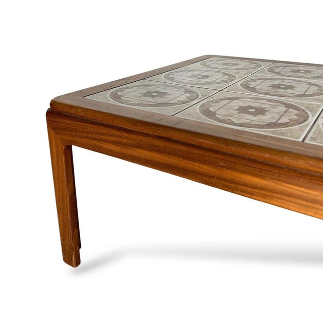 1970s Mid-Century Square Teak Coffee Table with Ceramic Tiles, 1970s For Sale - Image 5 of 6