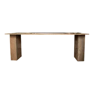 1990s Italian Modern Travertine Center Table or Desk Designed by Angelo Mangiarotti