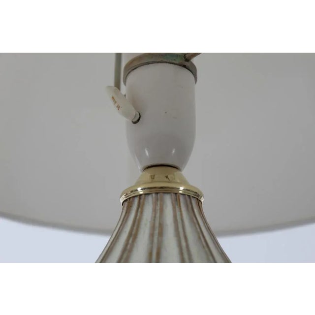 Cream Modern Danish Pumpkin Shape with Creme Coloured Glaze Ceramic Table Lamp by Laurine, 1960s For Sale - Image 8 of 12