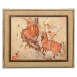S. Konfasky 20th Century Abstract Native Equine Painting, Framed