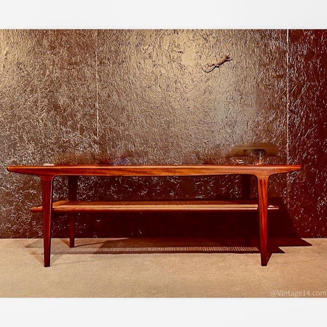 Teak Coffee Table with Rattan Rack, 1960s For Sale - Image 16 of 17