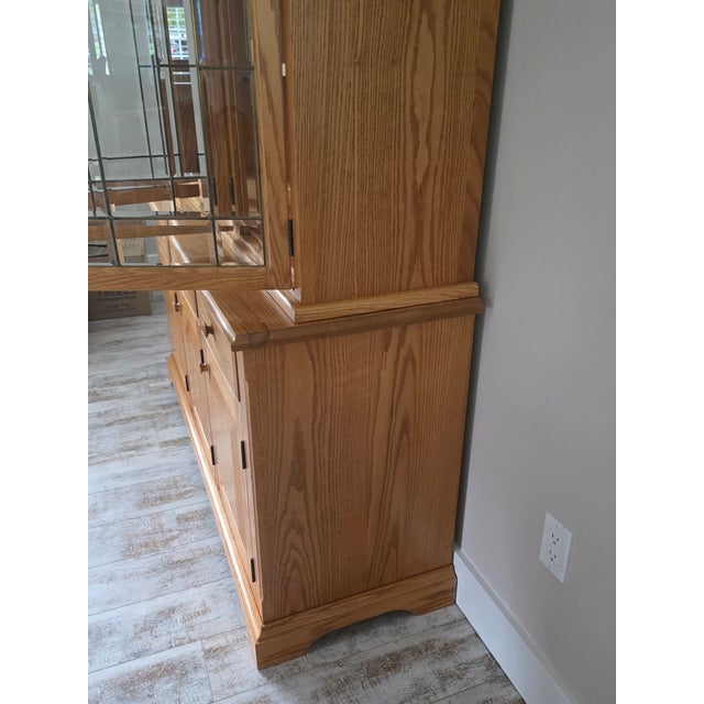 American Hunt Country Oak Hutch & Buffet Cabinet For Sale - Image 3 of 12