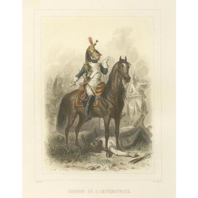 Mid 19th Century After Raffet, Napoleonic Battle Cavalry Mameluke, Chasseur, and Empress Dragoon, 1859, Print For Sale - Image 5 of 10