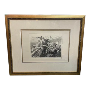 Etienne After Honoré Daumier "La Mi-Careme - Au Bal De L'Opera," 1868, Engraving, Framed