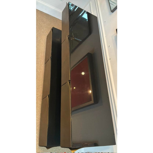 2020s Jonathan Charles Asian Modern Brass and Black Wood Hammersmith Sofa Table For Sale - Image 5 of 6