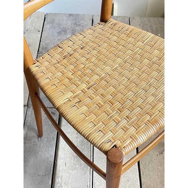 Wood Mid-Century Modern Woven-Seat Dining Chairs by G.B. Marangoni, Italy, 1950s, Set of 2 For Sale - Image 7 of 12