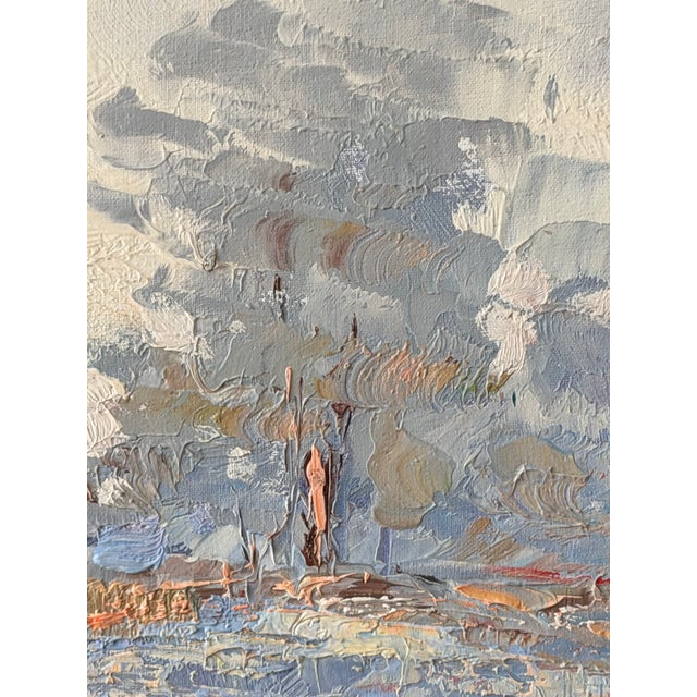 Vintage Signed Impressionist Landscape Oil Painting With Figures in Gilt Wood Frame For Sale - Image 12 of 16