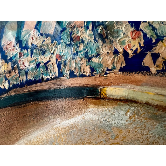 Champagne Mid-Century Madrid Matador: Vibrant 1960s Signed Oil Arena Painting For Sale - Image 8 of 8