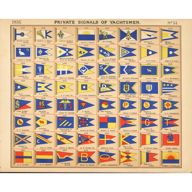 1930s Original Lloyd's Register of Yachts "Private Signals of Yachtsmen" Reference Pages – Set of 4 – Year 1935 Group A For Sale - Image 5 of 5