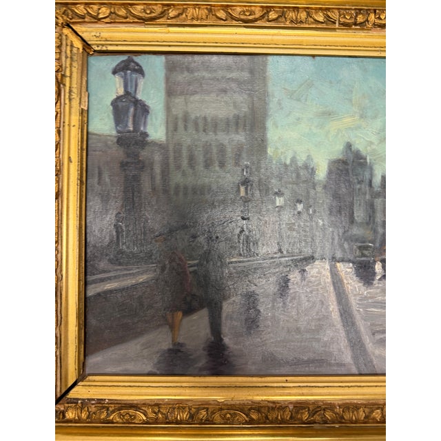 Mid 20th Century Signed Font - Boulevard in the Rain, Oil on Canvas For Sale - Image 11 of 13