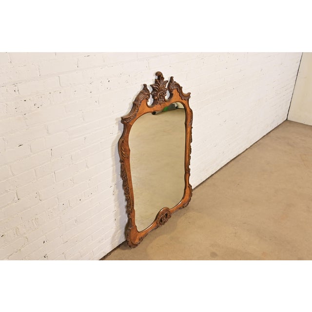 Romweber Romweber Antique French Rococo Louis XV Carved Burl Wood Framed Wall Mirror, Circa 1920s For Sale - Image 4 of 12