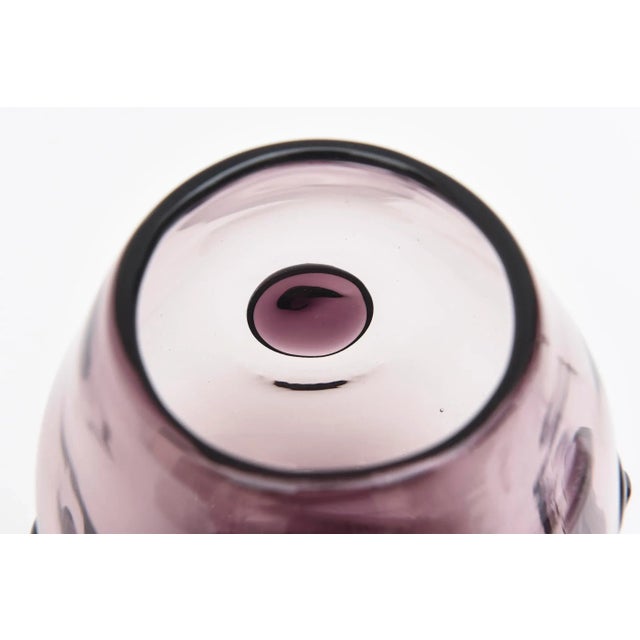 Glass Vintage Rare Wayne Husted for Blenko Signed Purple Nipple Apendage Vase, 1959 For Sale - Image 7 of 13