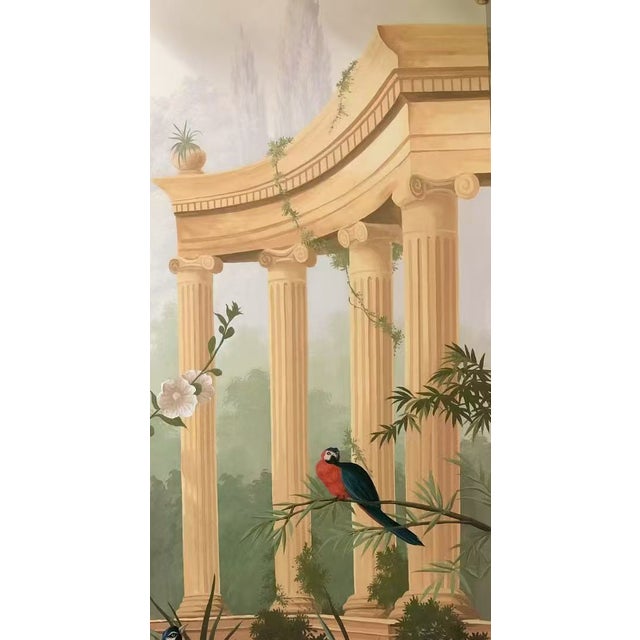 Classical Roman 36" * H96" * 2ps, French Classical Palace Wallpaper, Roman Column and Peacock Mural, Vintage Garden Wall Covering For Sale - Image 3 of 5