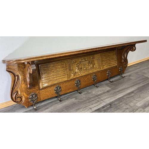 French Coat Rack in Oak with Hooks For Sale - Image 4 of 14