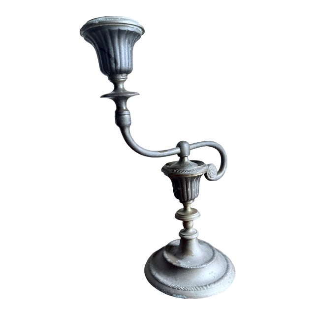 Early 20th Century Asymtetrical Pewter Candlestick Holder For Sale