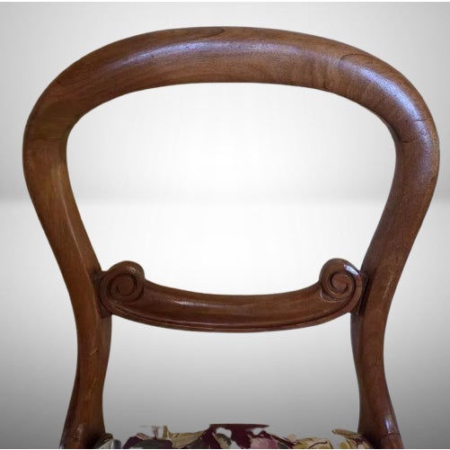 Victorian Mahogany Balloon Back Dining Chairs, Set of 4 – Floral Upholstery For Sale In Phoenix - Image 6 of 8