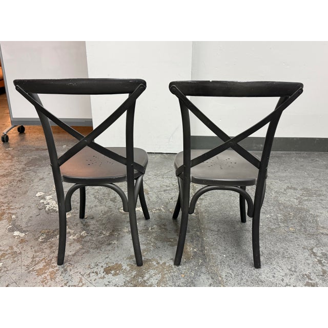2010s Restoration Hardware Metal Madeleine Side Chairs, Pair For Sale - Image 5 of 12