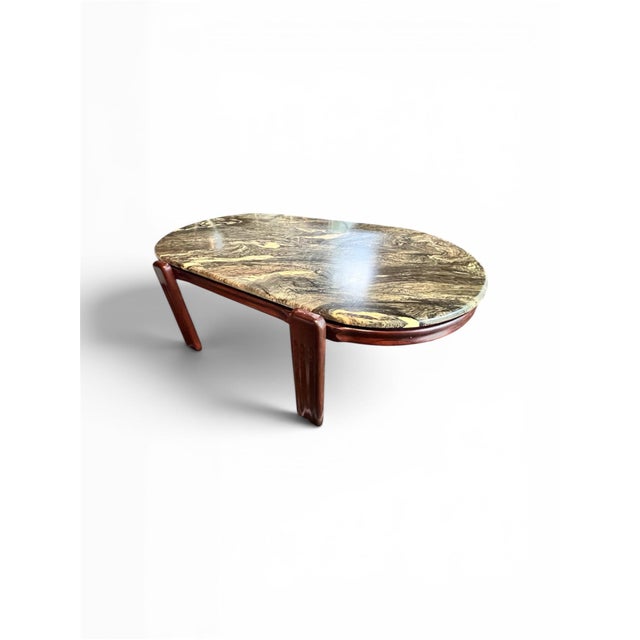 Mid 20th Century Marble and Wood MCM Coffee Table For Sale - Image 5 of 8