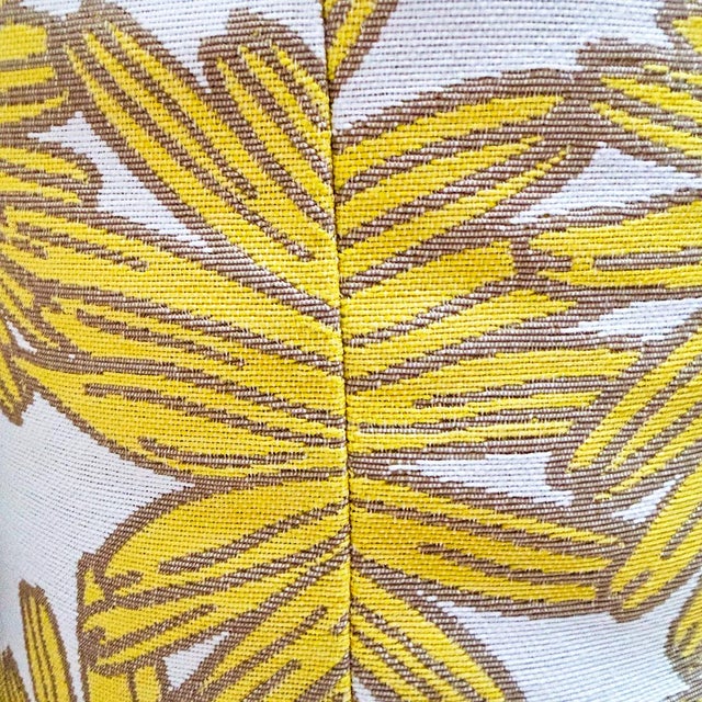 Contemporary Outdoors and Indoors Contemporary Bright Flower Yellow Square Pillows. By Arlene Angard, Set of 2 For Sale - Image 3 of 10