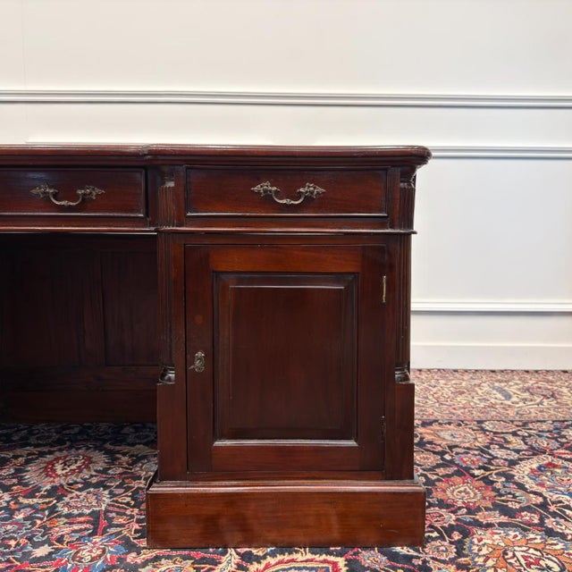Brown Classic English Desk with Backboard For Sale - Image 8 of 18