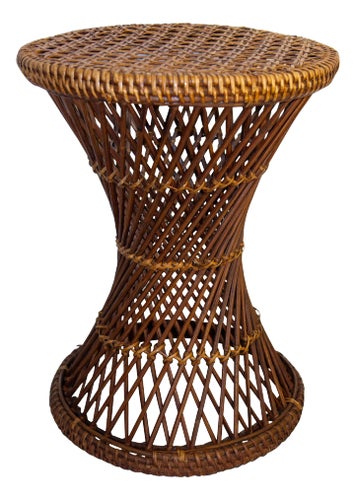 French Wicker Diabolo Stool in Wicker, 1970