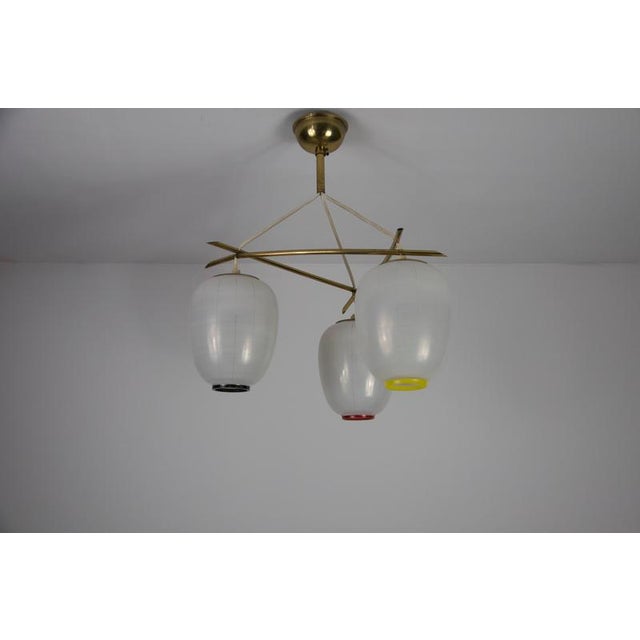 1960s Mid-Century Brass and Opal Glass Cascade Ceiling Lamp, Germany, 1960s For Sale - Image 5 of 13